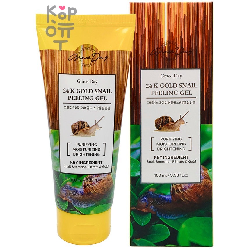 Grace Day 24K Gold Snail Peeling Gel - Гипоаллергенная гель-скатка для очищения кожи лица с 24-каратным Золотом и Муцином Улитки, 100мл.