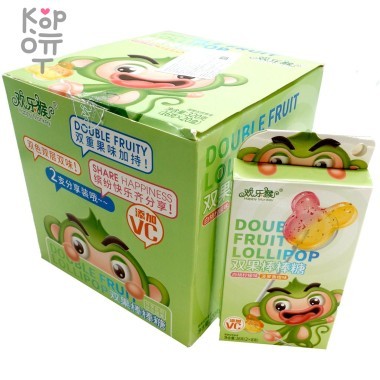 Леденец на палочке Happy Monkey - Двойной фрукт — Корейские товары для всей семьи(КорОпт)