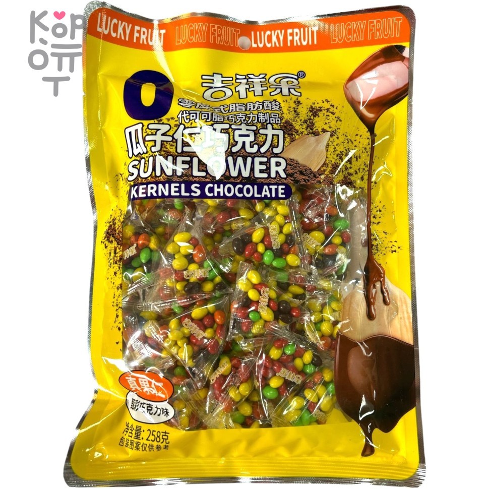 Конфетки Sunflower Kernels Chocolate - Молочный шоколад в форме семечек, покрытые цветной глазурью, 258гр., купить с доставкой на дом фото 1 &mdash; Корейские товары для всей семьи(КорОпт)
