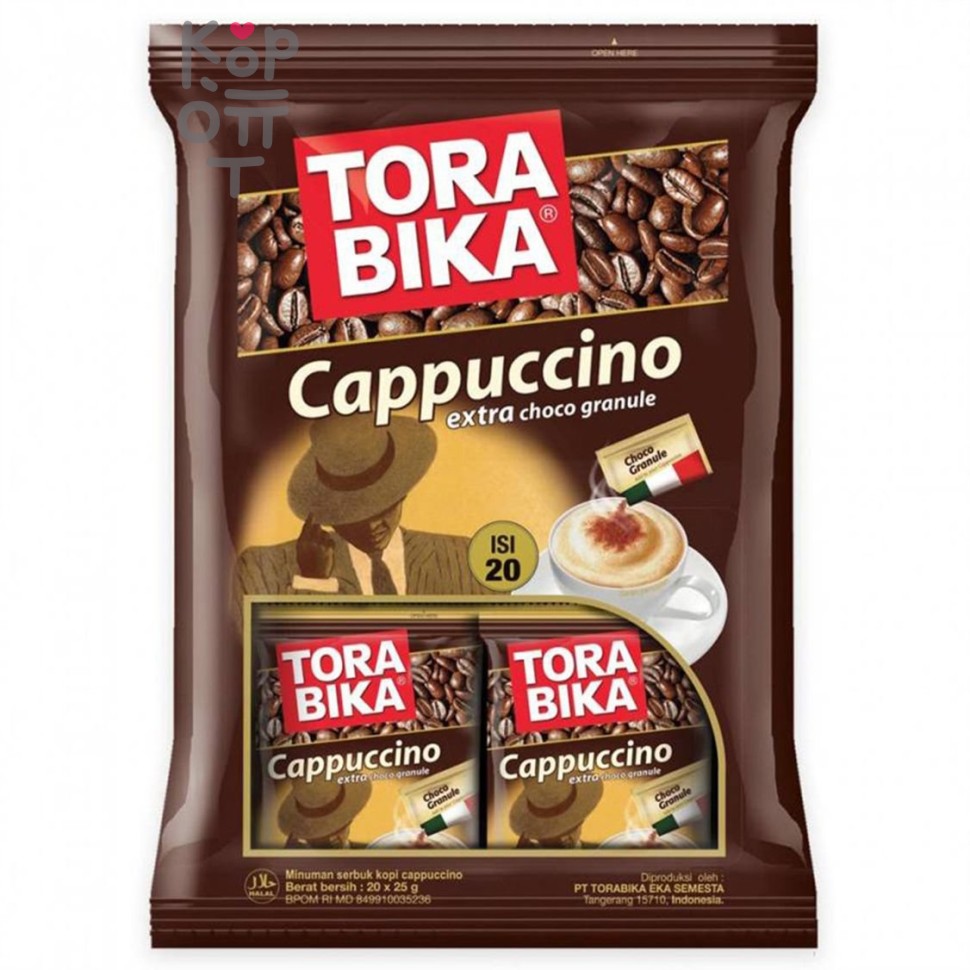 Кофе в стиках 3в1 Torabika Капучино+пакет с шоколадной крошкой 25гр., Коробка 20шт.