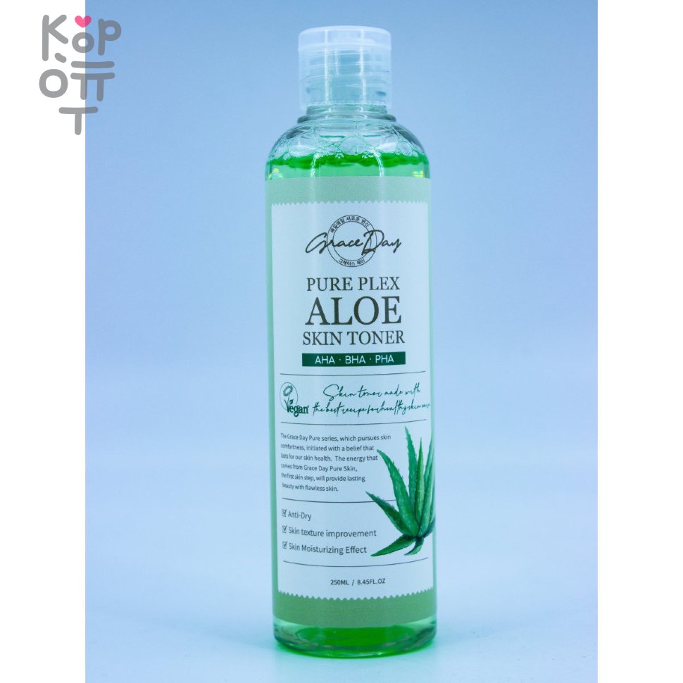 Grace Day Pure Plex Aloe Skin Toner - Тонер для кожи лица с запатентованным  растительным комплексом и экстрактом Алое, для всех типов кожи, 250мл. по  цене 411 руб. в интернет магазине Корейские