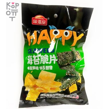 Чипсы Вкус императора Wei Zi Huang 味 滋 皇 HAPPY Картофельные с морской капустой и миндалем, 36гр. &mdash; Корейские товары для всей семьи(КорОпт)