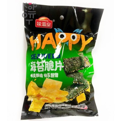 Чипсы Вкус императора Wei Zi Huang 味 滋 皇 HAPPY Картофельные с морской капустой и миндалем, 36гр.