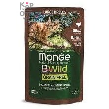 Monge Cat BWild GRAIN FREE паучи из мяса буйвола с овощами для кошек крупных пород 85г