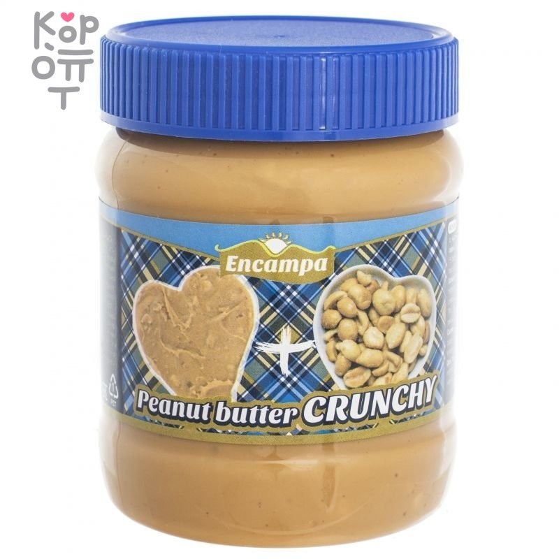 Encampa Peanut Butter Crunchy - Арахисовая паста с кусочками арахиса 340гр., купить с доставкой на дом фото 1 &mdash; Корейские товары для всей семьи(КорОпт)