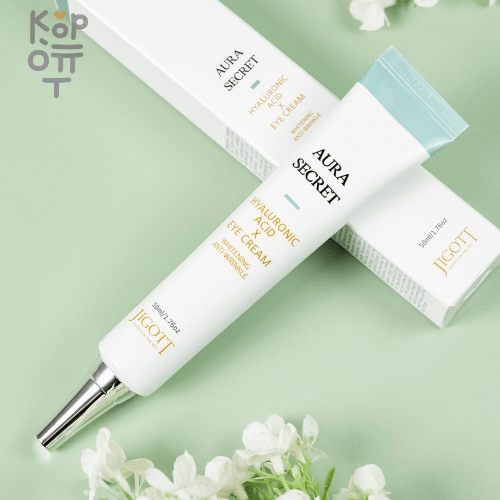 Jigott Aura Secret Hyaluronic Acid Eye Cream Увлажняющий крем для век 50мл., купить с доставкой на дом Крем содержит аденозин и ниацинамид, которые помогают осветлить кожу и уменьшить морщины.
