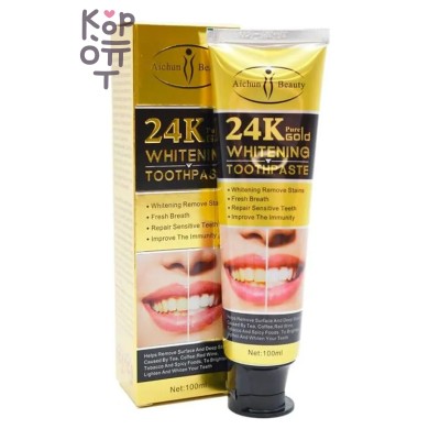 Aichun Beauty 24K Pure Gold Whitening Toothpaste - Отбеливающая зубная паста с биозолотом, 100 мл
