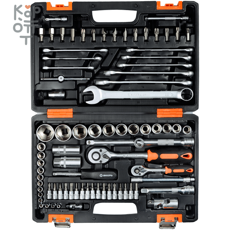 Набор инструментов АВТО, 1/2" , 1/4" , CrV, в кейсе 82 предмета, Вихрь, купить с доставкой на дом фото 1 — Корейские товары для всей семьи(КорОпт)