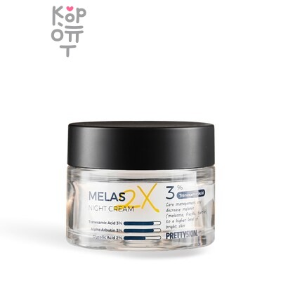 PrettySkin Melas 2X Night Cream - Крем для лица ночной отбеливающий 50 мл