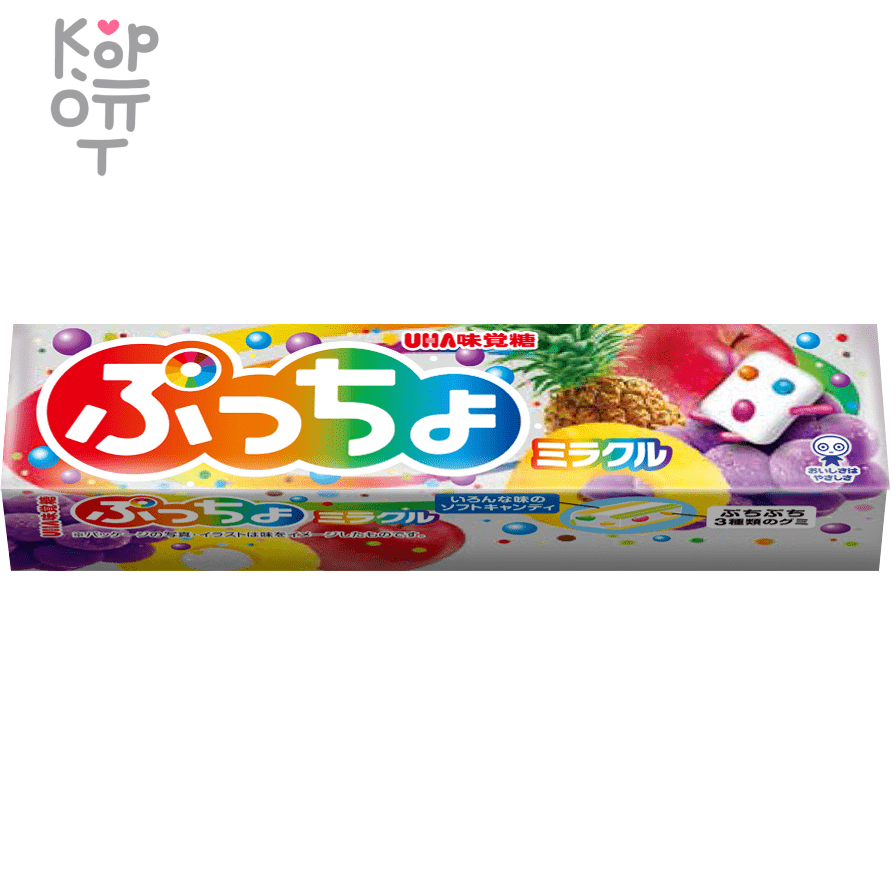 UHA Puchao Fruits Flavored Soft Candy - Жевательные конфеты с фруктовыми вкусами, 50гр.