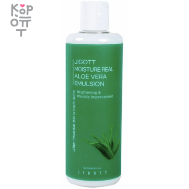 Jigott Moisture Real Aloe Vera Emulsion - Увлажняющая эмульсия с экстрактом алое вера 300мл. — Корейские товары для всей семьи(КорОпт)