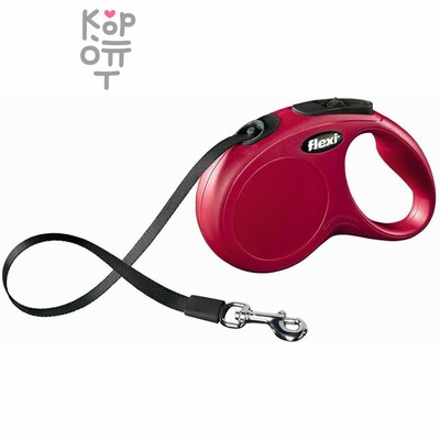 flexi рулетка New Classic S (до 15 кг) 5 м лента красная