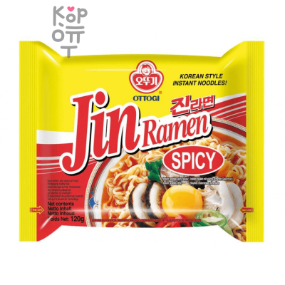 Ottogi Jin Ramen (Hot) - Лапша со вкусом грибов 120гр.