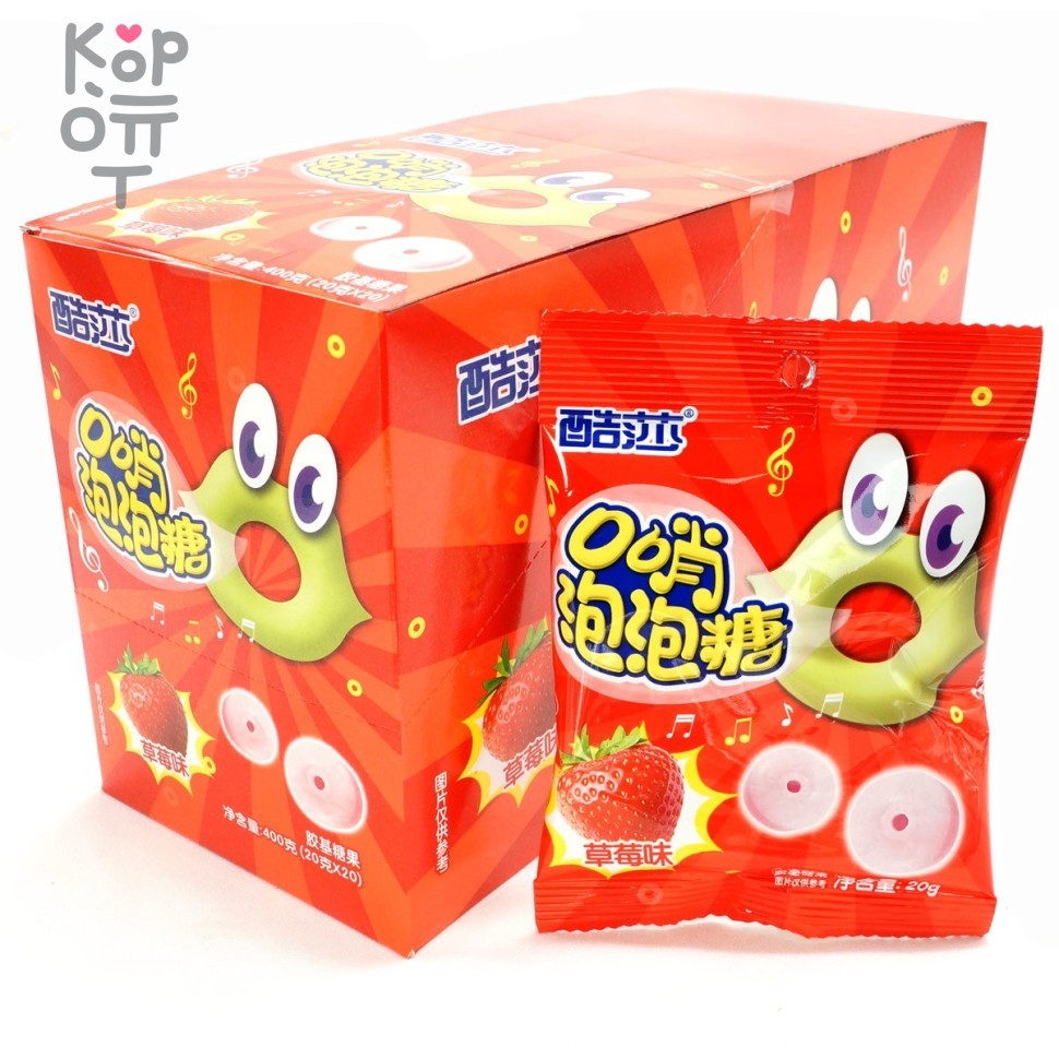 Жевательная резинка Coolsa Whistle Bubble Gum - Свистулька со вкусом Клубники