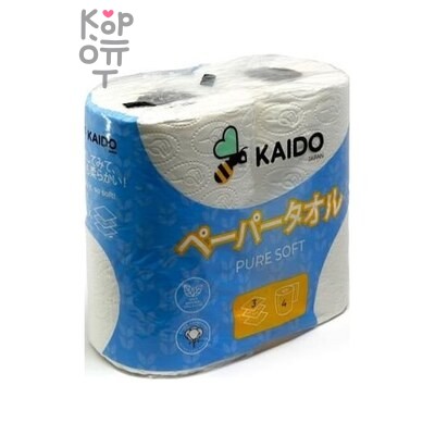 KAIDO — Туалетная бумага, 3 сл, 4 рулона Белая 1/12, KAIDO, Россия, (12), 358 г