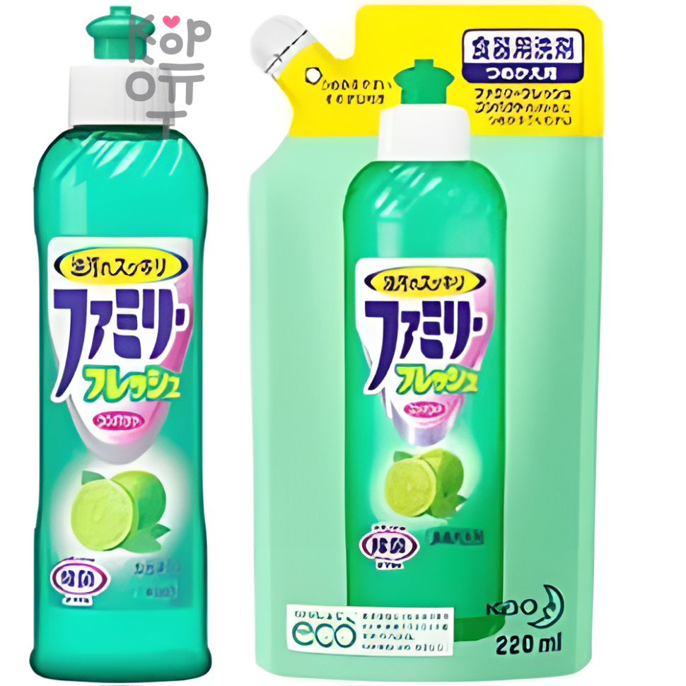 KAO Family Fresh Lime Fragrance - Средство для мытья посуды, овощей и фруктов с ароматом Лайма