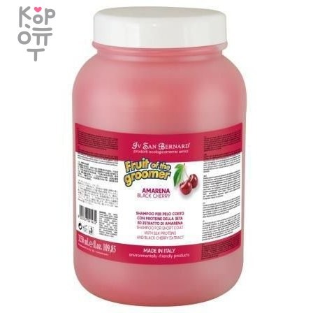ISB Fruit of the Grommer Black Cherry Шампунь для короткой шерсти с протеинами шелка 3,25 л, купить с доставкой на дом фото 1 — Корейские товары для всей семьи(КорОпт)