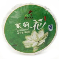 Чай Captain Horse Pu'er - Юньнаньский крупнолистовой высушенный на солнце зеленый чай с Жасмином, Пуэр, 2013год, 100гр.