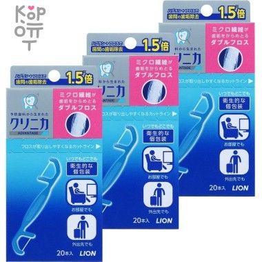LION Clinica Advantage Double Floss Зубная нить с двойной головкой, упаковка 20шт. — Корейские товары для всей семьи(КорОпт)