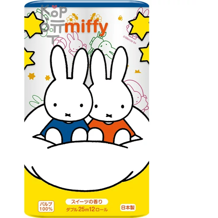 Marutomi Miffy Regular - Двухслойная туалетная бумага с принтом Миффи и ароматом сладостей, 25м., 12 рулонов