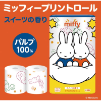 Marutomi Miffy Regular - Двухслойная туалетная бумага с принтом Миффи и ароматом сладостей, 25м., 12 рулонов