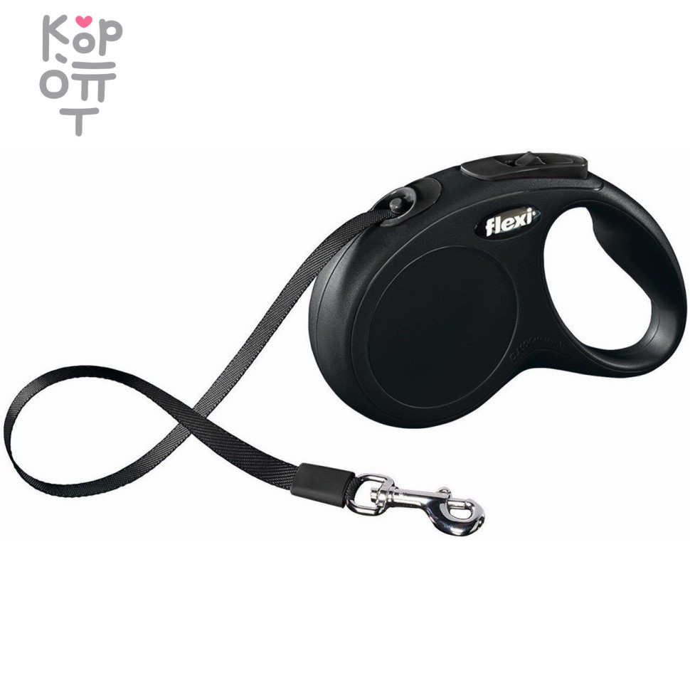 flexi рулетка New Classic S (до 15 кг) 5 м лента черная, купить с доставкой на дом фото 1 — Корейские товары для всей семьи(КорОпт)