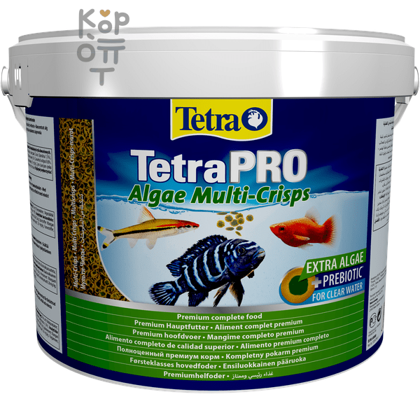 TetraPro Algae Crisps растительный корм для всех видов рыб в чипсах 10л. (ведро)