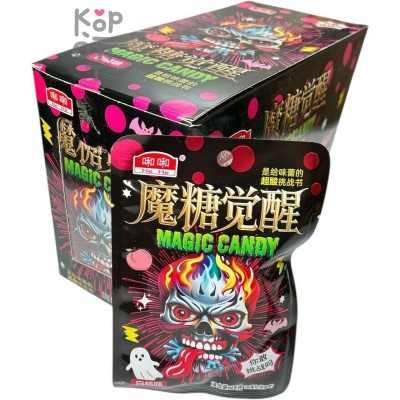 Кислая леденцовая карамель He He Magic Candy - Жутко кислые конфеты Огненный череп, со вкусом Персика