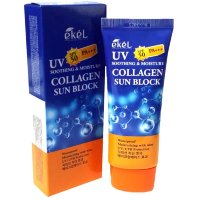 Ekel Soothing & Moisture Collagen Sun Block SPF 50/PA+++ - Смягчающий солнцезащитный крем для лица и тела c коллагеном 70мл.
