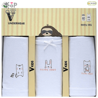 V KIDS Майка для девочек I Love You, упаковка 3шт., Ю.Корея. — Корейские товары для всей семьи(КорОпт)