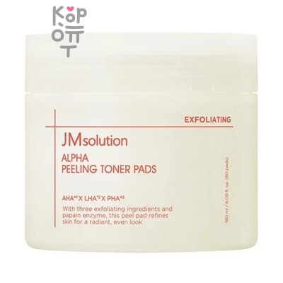 JMsolution Toner Pads Alpha Peeling - Тонер-пэды для лица очищающие с альфа-гидроксикислотами 180 мл (80 шт)