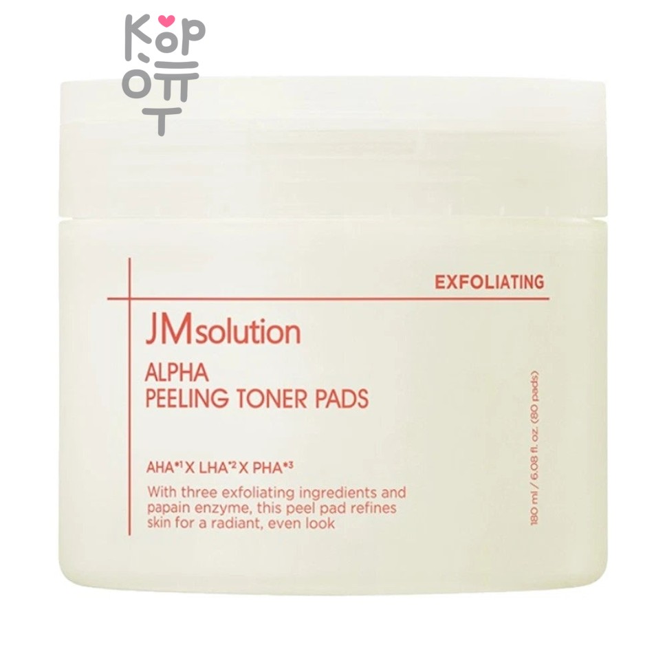JMSolution Toner Pads Alpha Peeling - Тонер-пэды для лица очищающие с альфа-гидроксикислотами 180 мл (80 шт)