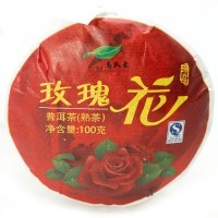 Чай Captain Horse Pu'er - Юньнаньский крупнолистовой высушенный на солнце зеленый чай с Розой, Пуэр, 2013год, 100гр.