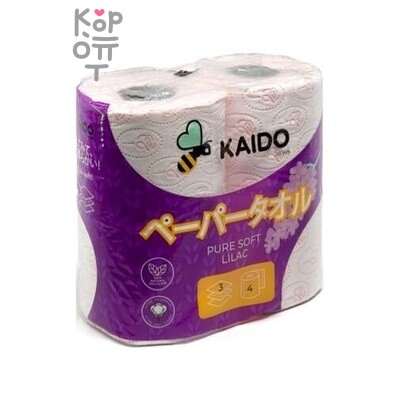 KAIDO — Туалетная бумага, 3 сл, 4рулона Сирень, KAIDO, Россия, (12), 358 г