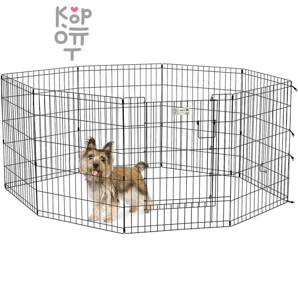 MidWest Life Stages - Вольер для собак, 8 панелей 61х76h см., с дверью-MAXLock, черный.