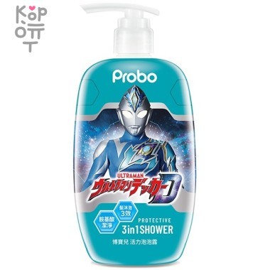 PROBO Protective 3in1 Shower Ultraman - Детский защитный гель 3в1 Ультрамен с экстрактом Чёрного Овса, 500мл.    — Корейские товары для всей семьи(КорОпт)