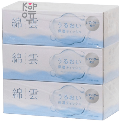 Ideshigyo Watagumo Soft Tissue - Премиальные двухслойные особо мягкие бумажные салфетки с маслом Ши 200шт.