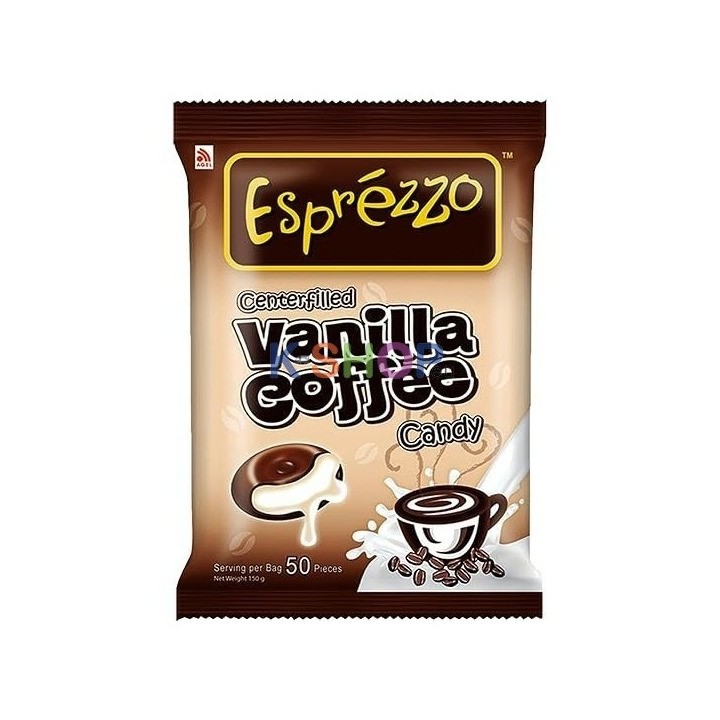 Esprezzo — Centerfilled Vanilla Coffee Candy — Конфеты Esprezzo кофейные с ванильной начинкой, 150 г — коробка 20 шт