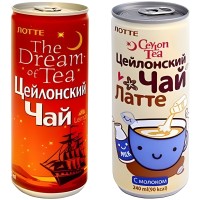 Lotte Ceylon Tea - Напиток чайный безалкогольный негазированный, Цейлонский чай, 240мл.