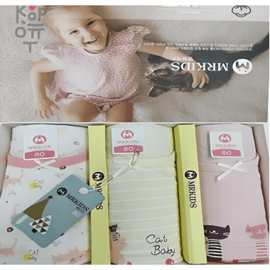 MRKIDS Майка для девочек Cat Baby, упаковка 3шт., Ю.Корея.  — Корейские товары для всей семьи(КорОпт)