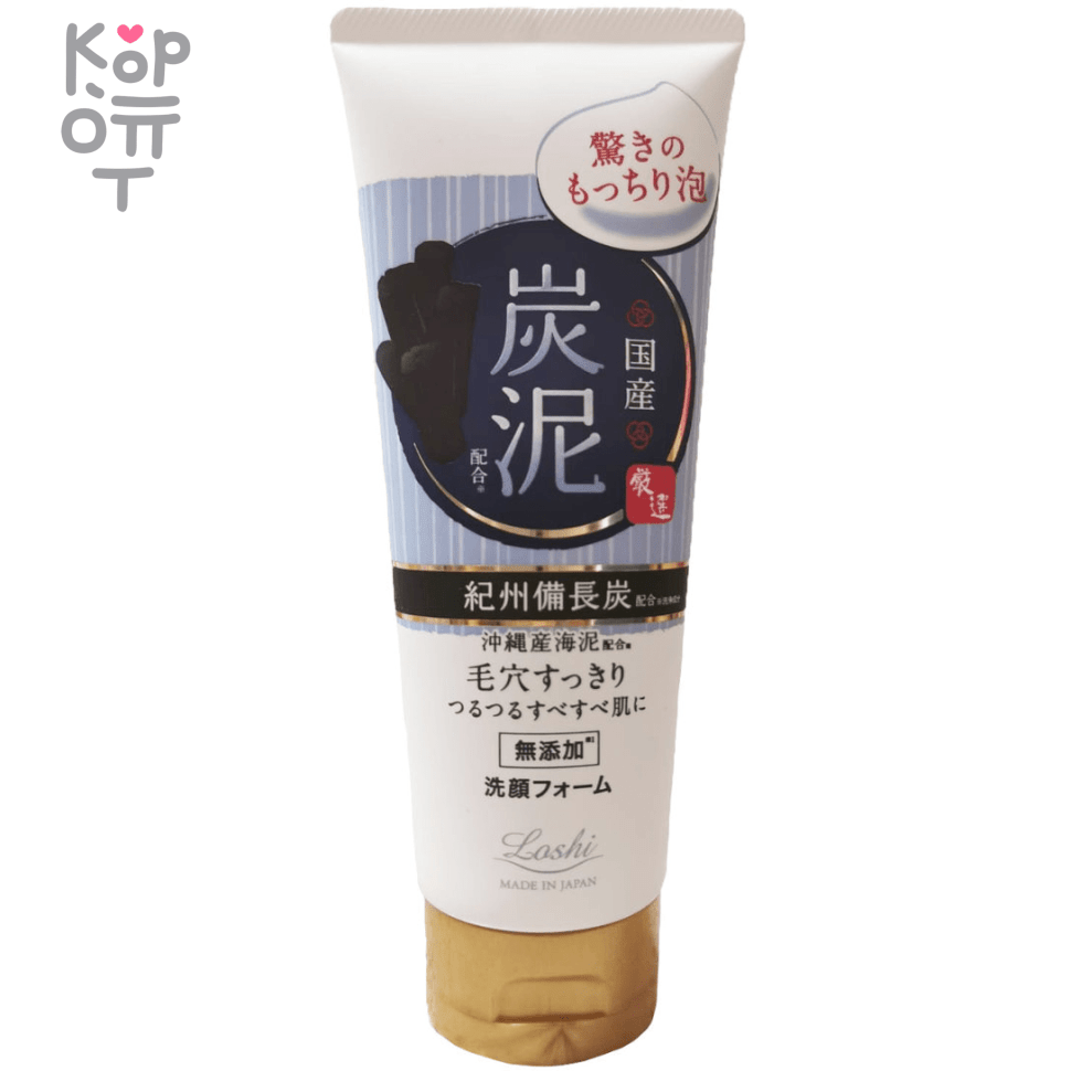 Cosmetex Roland Loshi Charcoal & Mud Face Wash Foam - Пенка для умывания на основе Древесного Угля, 120гр., купить с доставкой на дом фото 1 — Корейские товары для всей семьи(КорОпт)