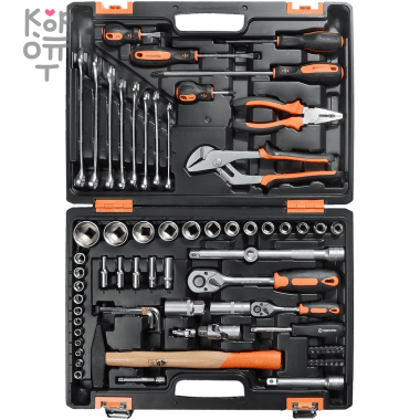 Набор инструментов, 1/2&quot;, 1/4&quot;, CrV, пластиковый кейс 76 предмета Вихрь — Корейские товары для всей семьи(КорОпт)