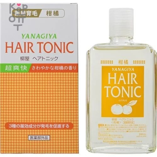 Yanagiya Hair Tonic Тоник для стимуляции роста и предотвращения выпадения волос с ментолом и ароматом цитрусовых 240мл.