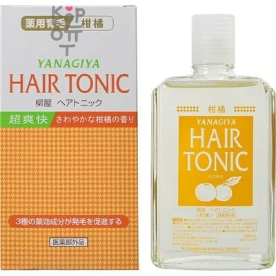 Yanagiya Hair Tonic Тоник для стимуляции роста и предотвращения выпадения волос с ментолом и ароматом цитрусовых 240мл.