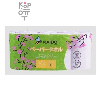 KAIDO — Туалетная бумага, 3 сл, 8рулонов/''Japanese Bliss''(Японское блаженство), KAIDO, Россия, (6), 716 г