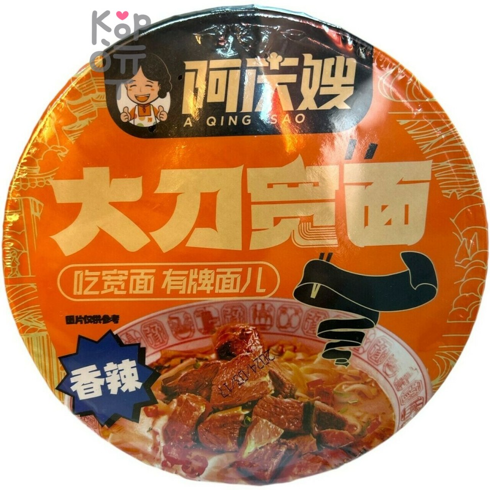Лапша быстрого приготовления Qing Sao - Широкая c острым вкусом говядины, 126гр.