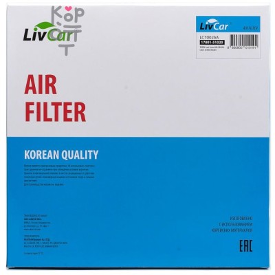 LIVCAR Air Filter LCT0026A - Воздушный фильтр для TOYOTA Land Cruiser 200 (VDJ200 дизель), Lexus LX450d (VDJ201 дизель)
