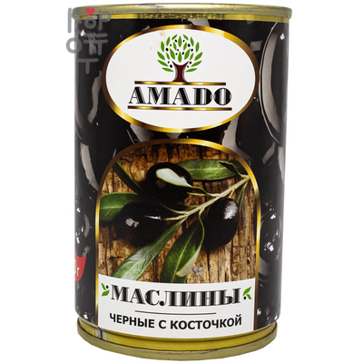 Amado - Черные маслины с косточкой 300гр., Коробка 12шт.