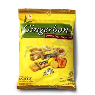 Gingerbon — Honey Lemon Ginger Candy — Имбирные конфеты Gingerbon с лимоном и мёдом, 125 г — коробка 20 шт
