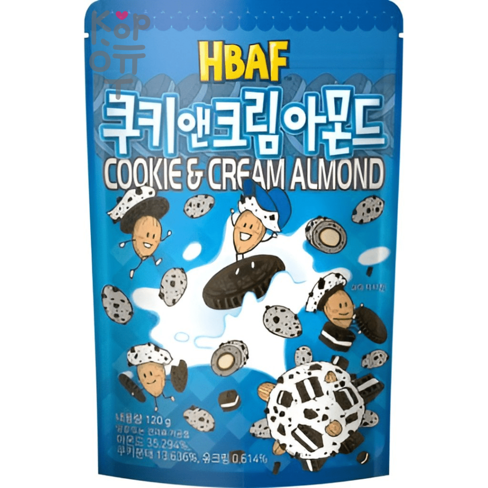Hbaf Cookie and Cream Almonds - Миндаль обвалян в сливочном печенье Орео, Корея.